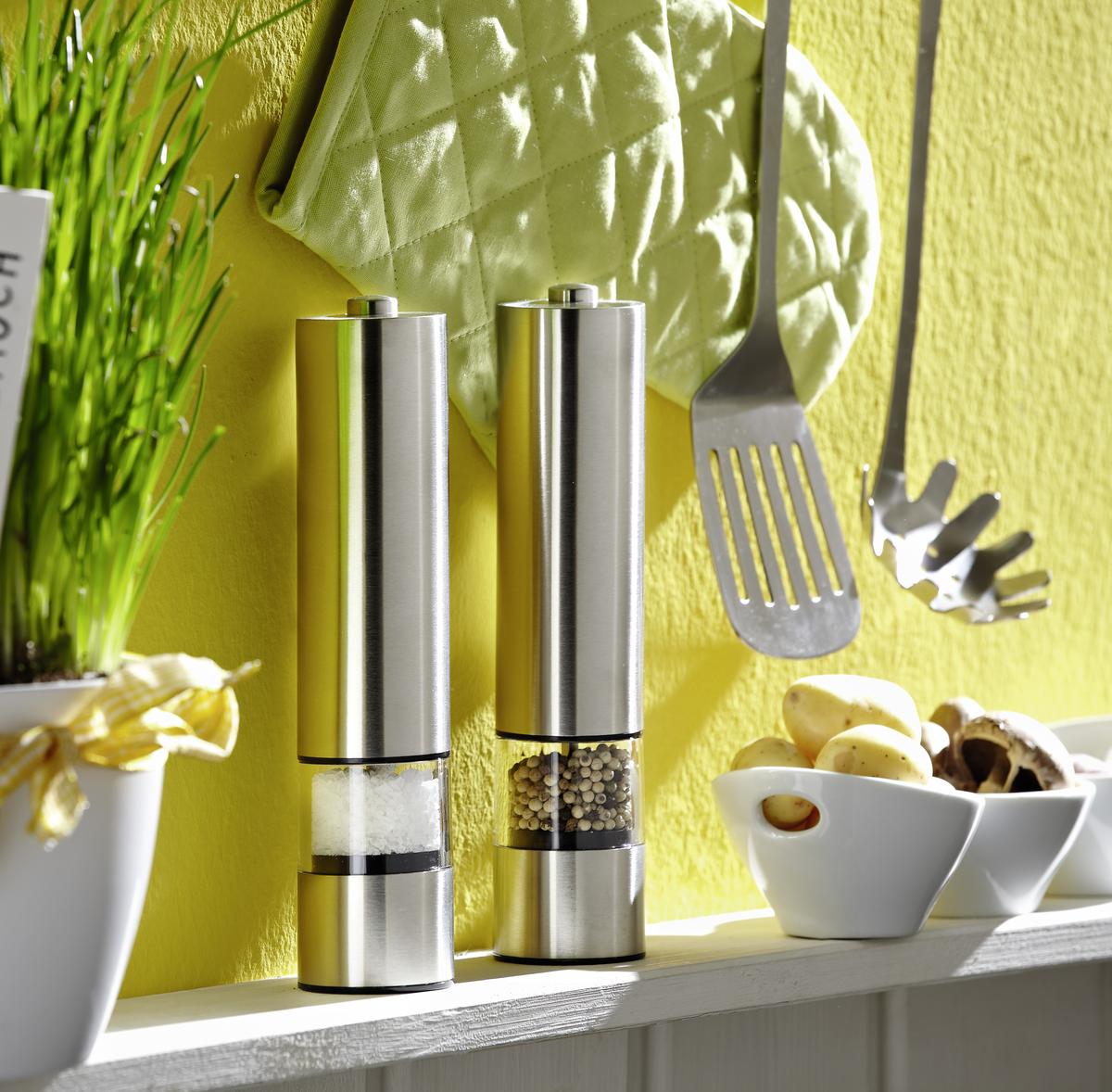 MŁYNEK ELEKTRYCZNY SÓL/PIEPRZ 147-120 - kolor stalowy, Basics, metal (22cm) - Justinus