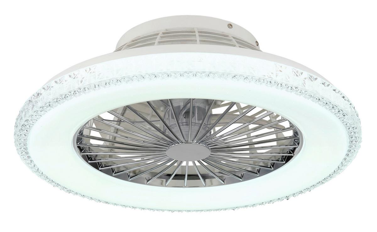 Stropni Ventilator 03654 - barve kroma/bela, Basics, kovina/umetna masa (50/17,5cm) - Globo