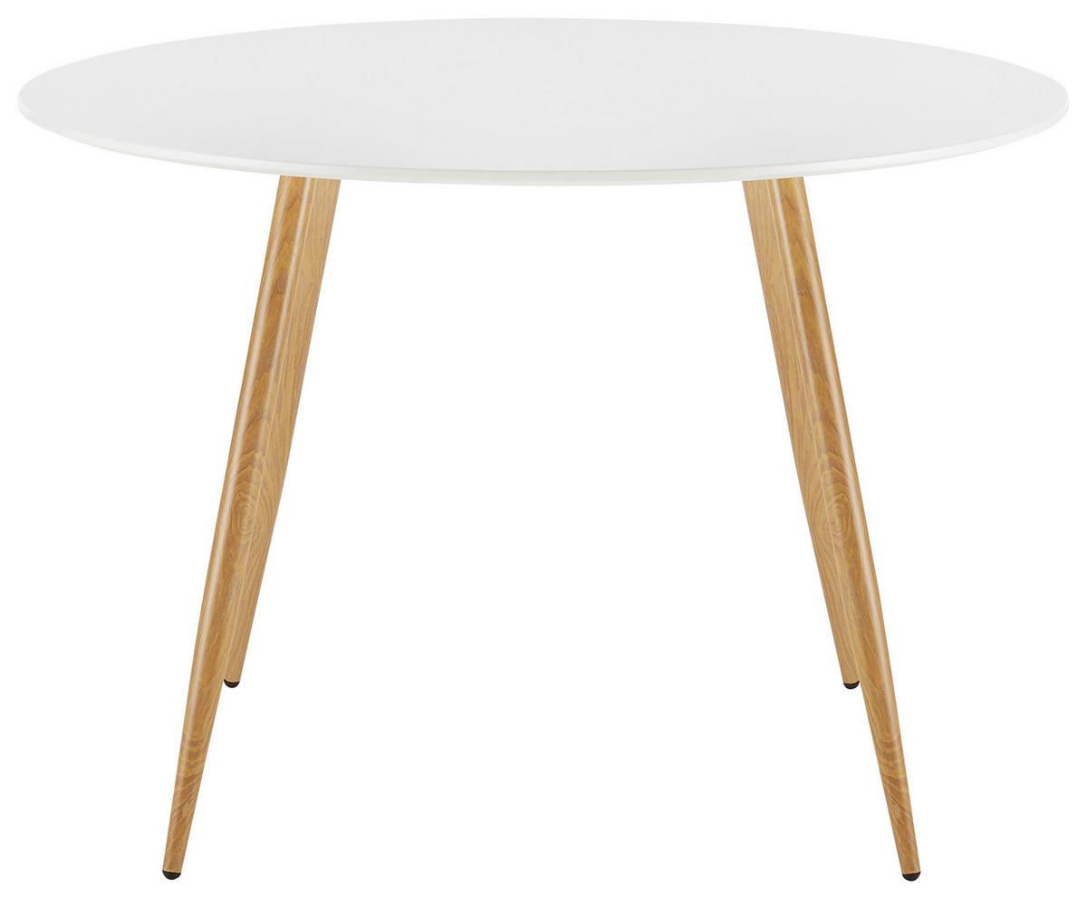 STÓŁ DO JADALNI JOHN - kolor dębowy/biały, Modern, metal/drewno (110/76cm) - Bessagi Home