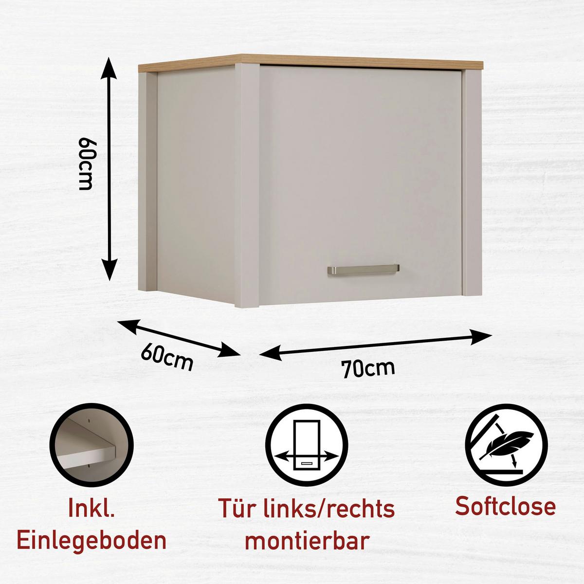 Küchenleerblock Bundle 7 o. Geräte Kaschmir - Kaschmir/Silberfarben, MODERN, Glas/Holzwerkstoff (370cm) - home24