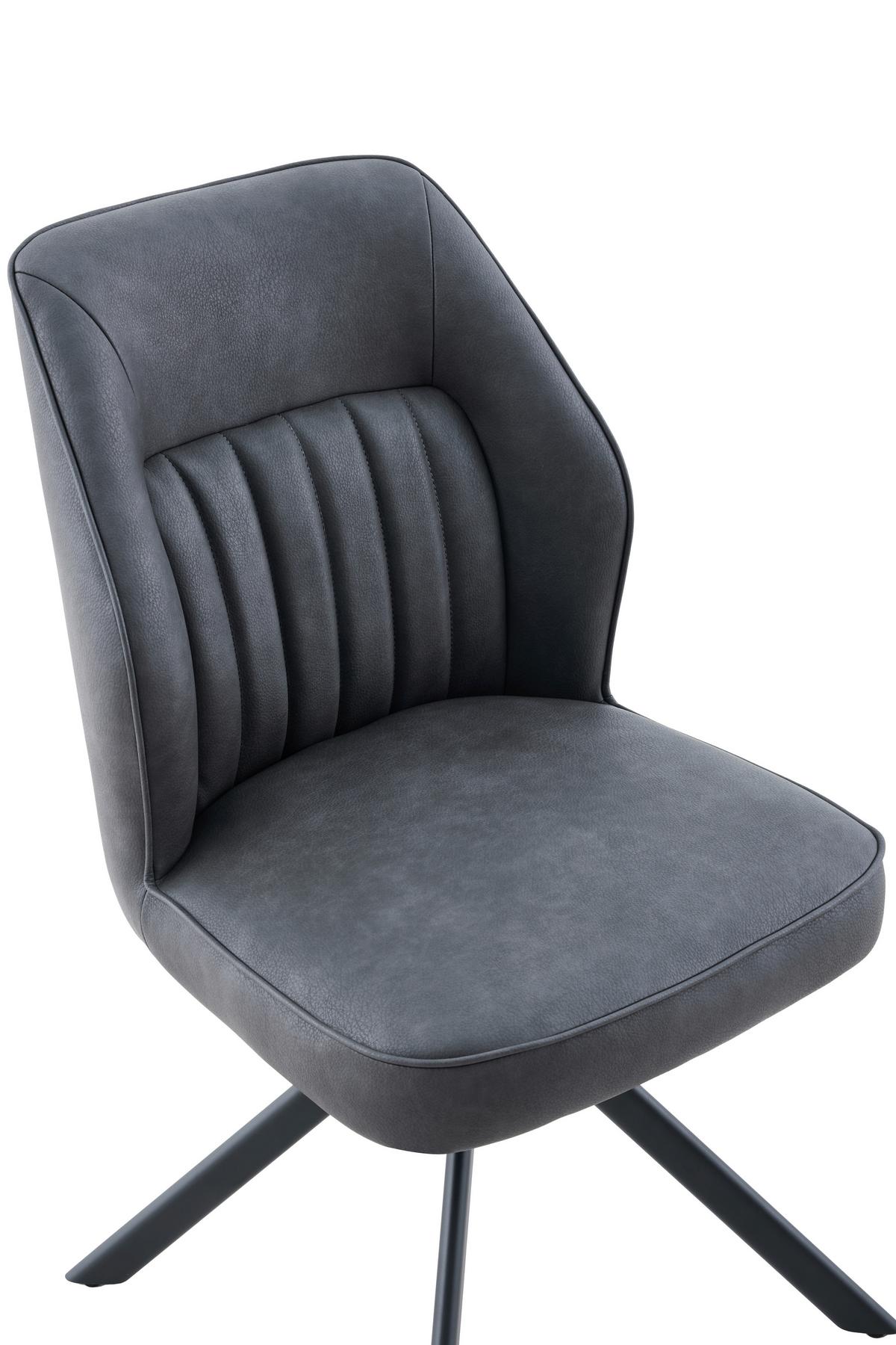 STUHL-SET PRIZZI S 2ER-SET - Anthrazit/Schwarz, MODERN, Textil/Metall (51/92/65cm) - MID.YOU