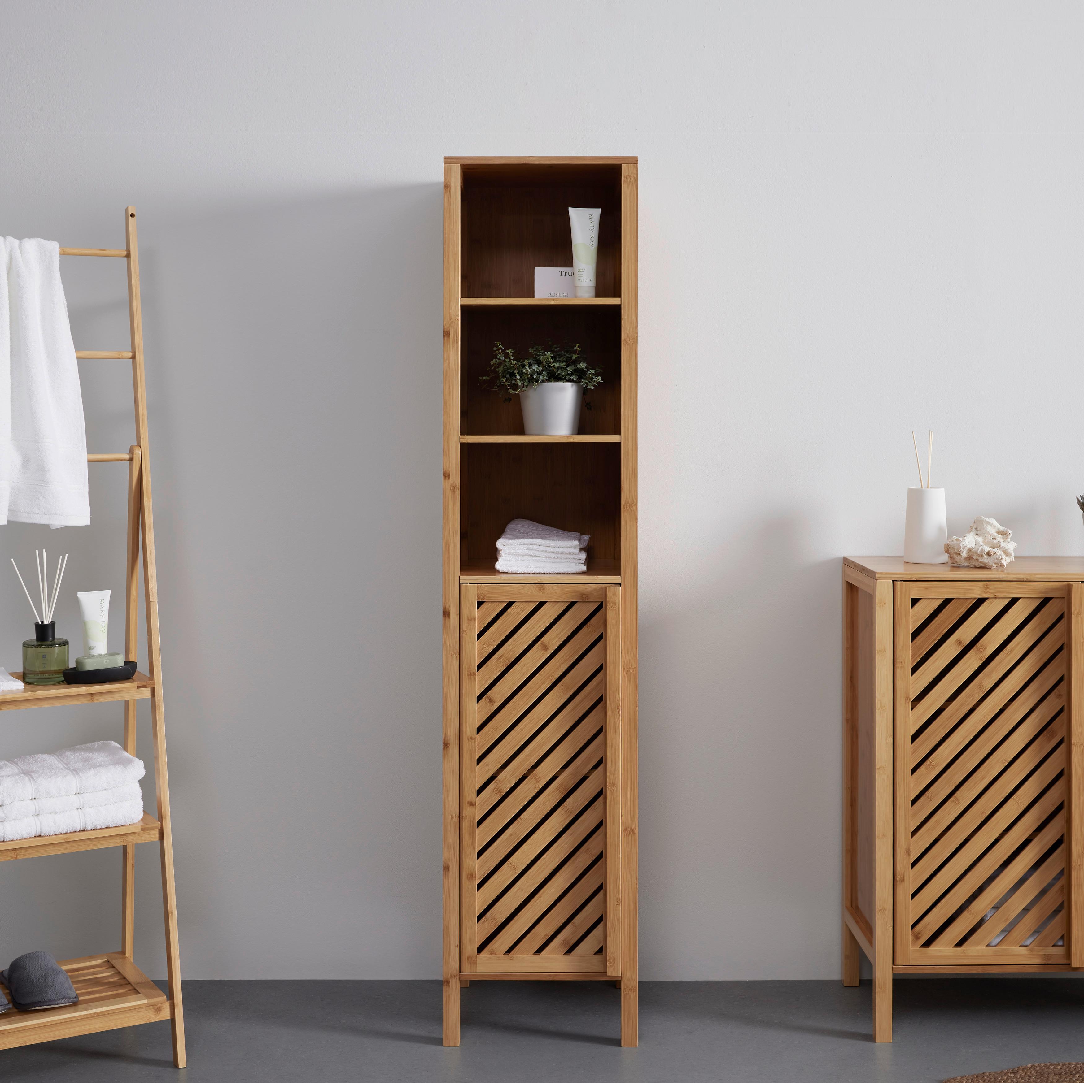 Magasszekrény Bonny - natúr, Modern, természetes anyagok (35/160/36cm) - Bessagi Home