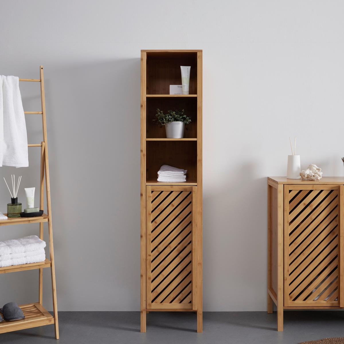 Hochschrank Bonny Hellbraun ca. 35x160x36 cm - Naturfarben, MODERN, Naturmaterialien (35/160/36cm) - Bessagi Home