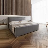 Pat boxspring gri Leonora cca 200X200 gri cu topper - gri, Modern, lemn/textil (200/200cm) - Bessagi Home