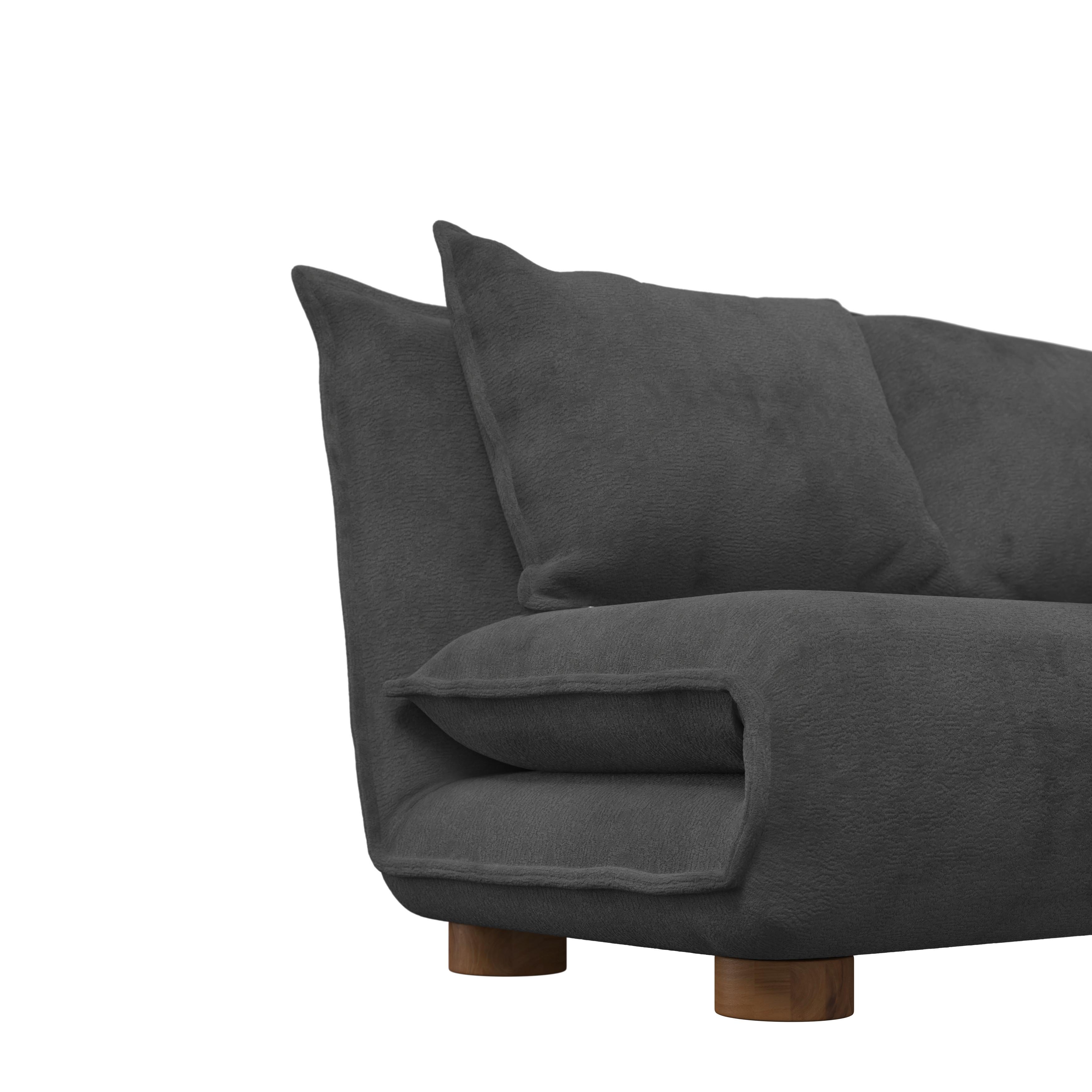 BÄDDSOFFA BELLA - mörkgrå/naturfärgad, Modern, metall/trä (141/77/85cm) - Bessagi Home