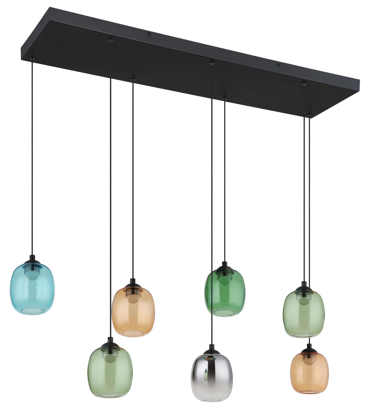 LED-HÄNGELEUCHTE 31470708 MINARA - Blau/Dunkelgrün, Lifestyle, Glas/Kunststoff (102/32/150cm) - Globo