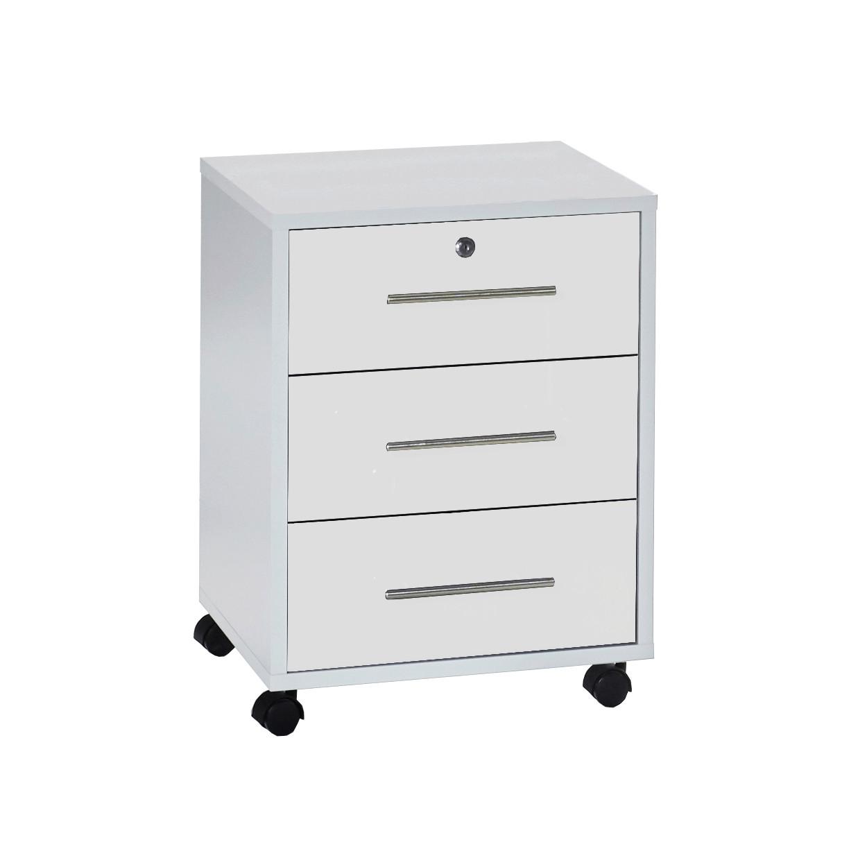ROLLCONTAINER OFFICE EDITION - Silberfarben/Weiß, LIFESTYLE, Holzwerkstoff/Metall (44/58/40cm) - MID.YOU