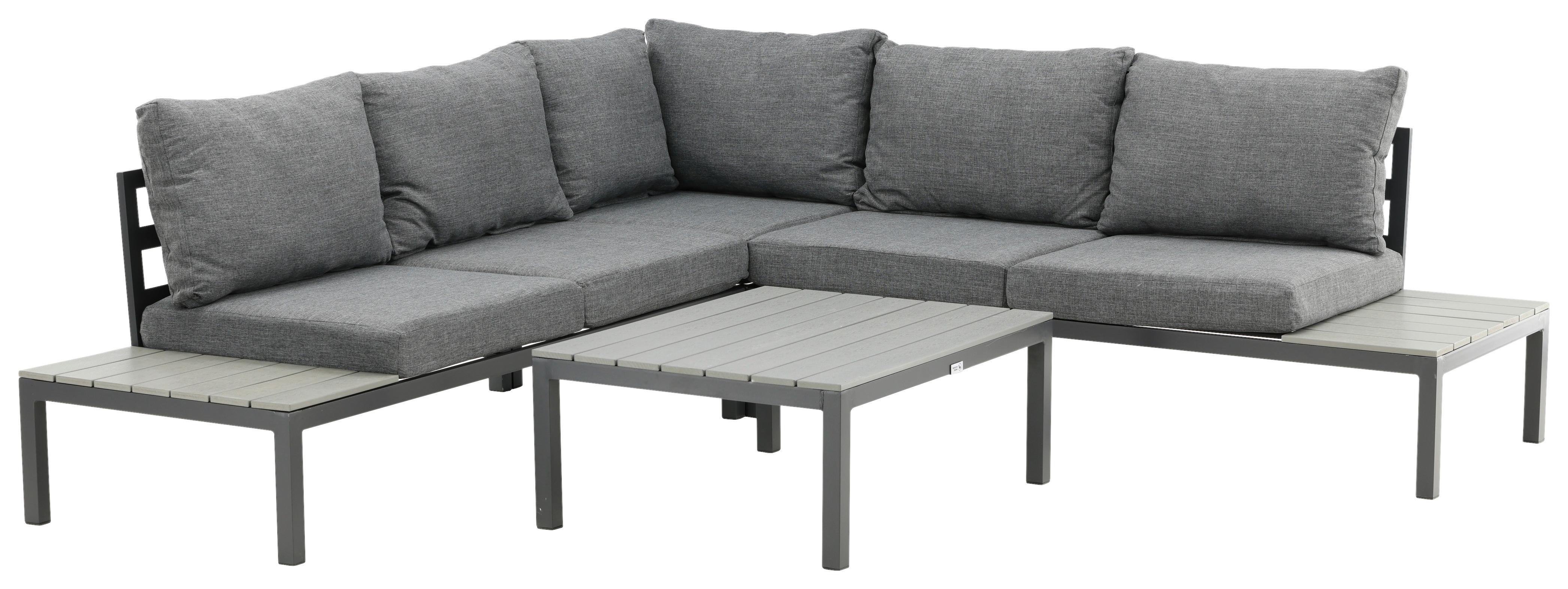 Loungegarnitur Odense ca. 133x167 cm Schwarz - Schwarz, KONVENTIONELL, Metall (133/167cm) - Gardenson