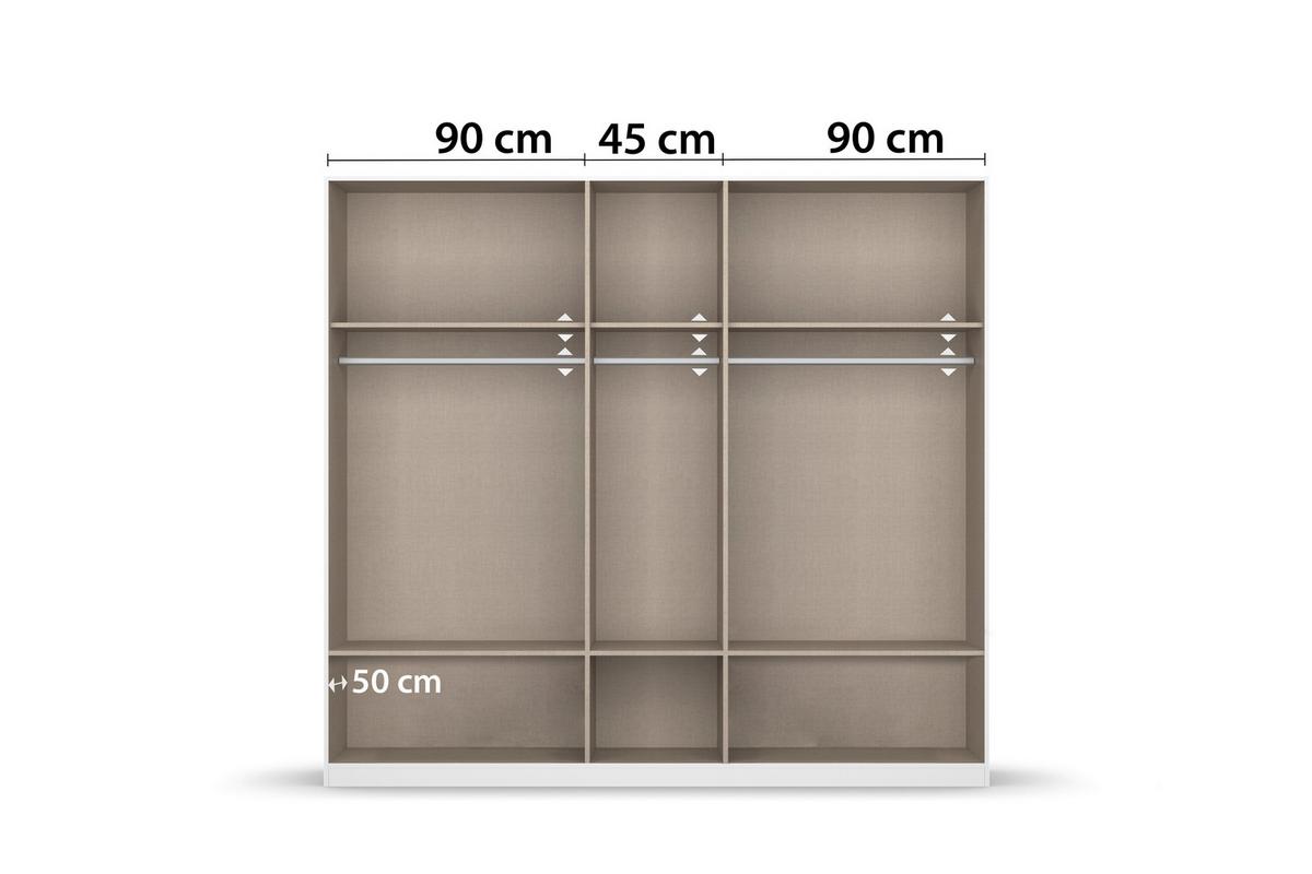 Omara Za Oblačila Bari, Bela, Barva Hrasta - siva/bela, Basics, kovina/leseni material (226/210/54cm) - Boxxx