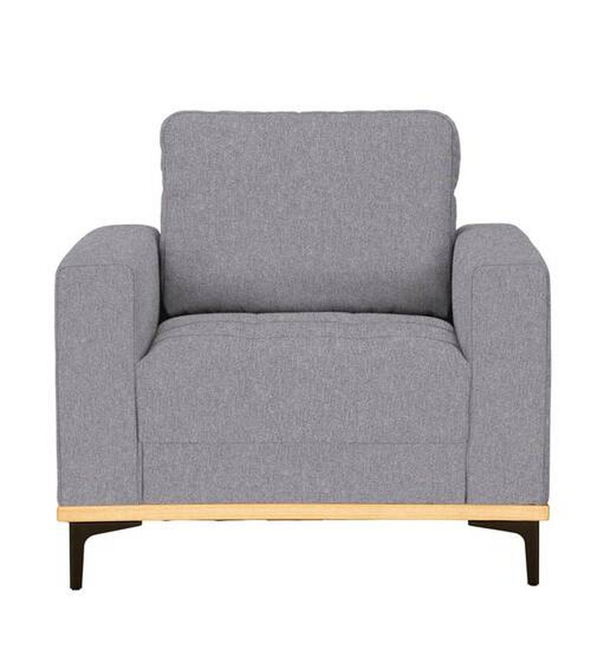 Sessel in Grau Metallfuss Schwarz - Hellgrau/Schwarz, Konventionell, Textil/Metall (96/87/92cm) - Zandiara