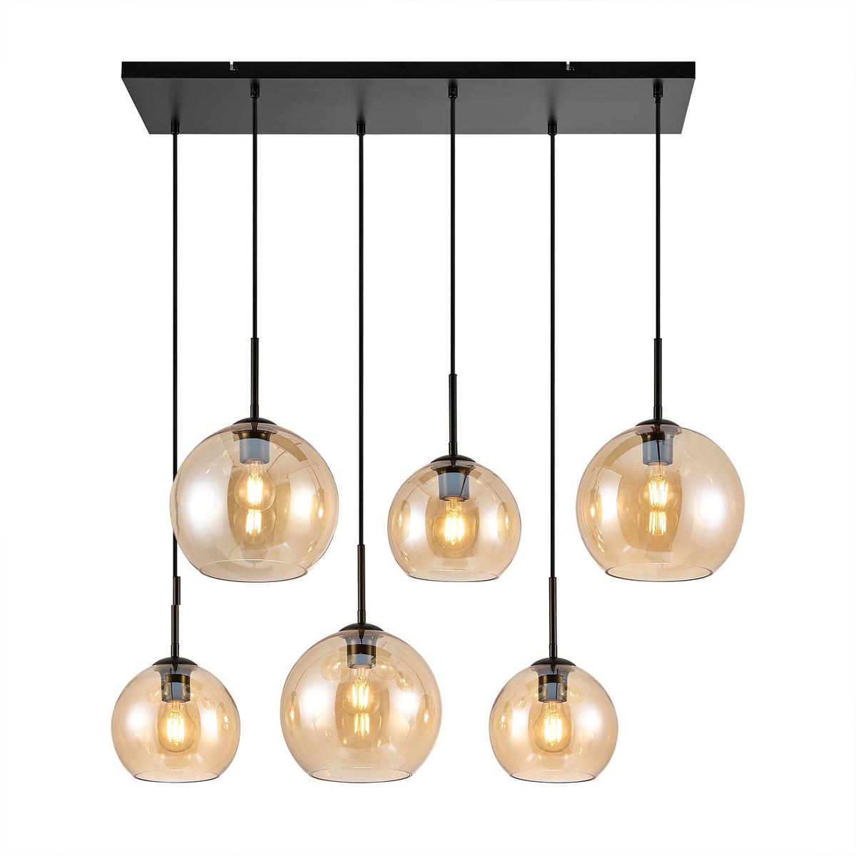 LAMPA WISZĄCA AMELIE *SBN* - kolor bursztynowy, Basics, metal/szkło (97,5/42,5/150cm) - Novel