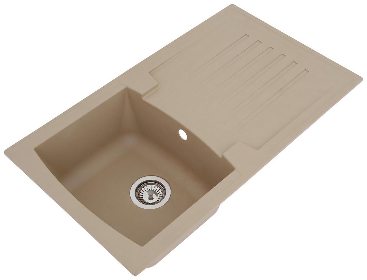 Spüle Boston beige Kunststein B: ca. 86 cm - Beige, Trend, Glas/Kunststoff (86/20/50cm) - Respekta
