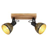 Strahler Lenna max. 40 Watt - Dunkelbraun/Goldfarben, Basics, Holz/Metall (30/12,5/25cm) - Globo