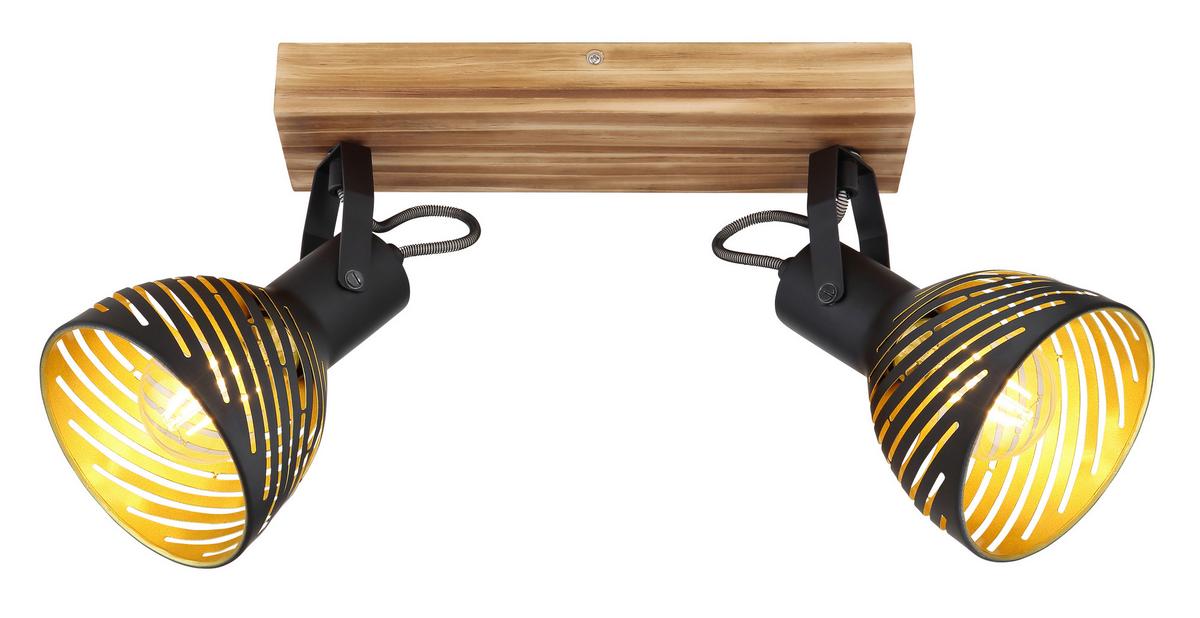 Strahler Lenna max. 40 Watt - Dunkelbraun/Goldfarben, Basics, Holz/Metall (30/12,5/25cm) - Globo
