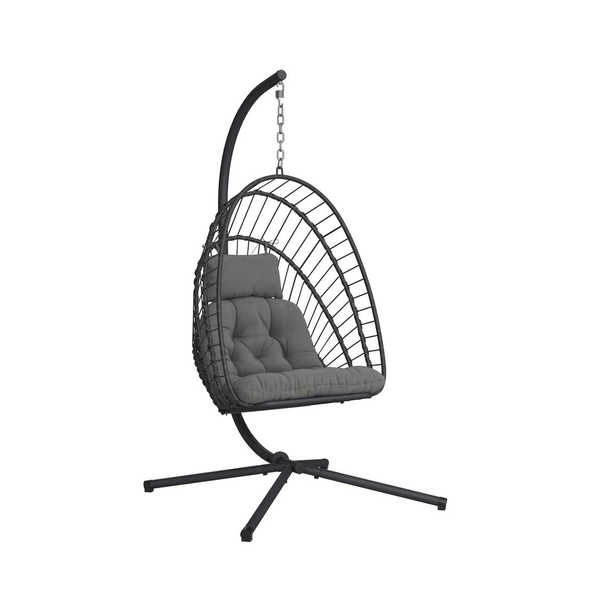 FOTEL WISZĄCY MILANO - szary, Modern, metal/tkanina (126/195/104cm) - Ambia Garden