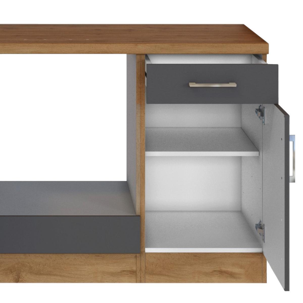 Küchenleerblock 'Sorrento' , Anthrazit - Chromfarben/Anthrazit, MODERN, Holzwerkstoff/Metall (210cm) - Held