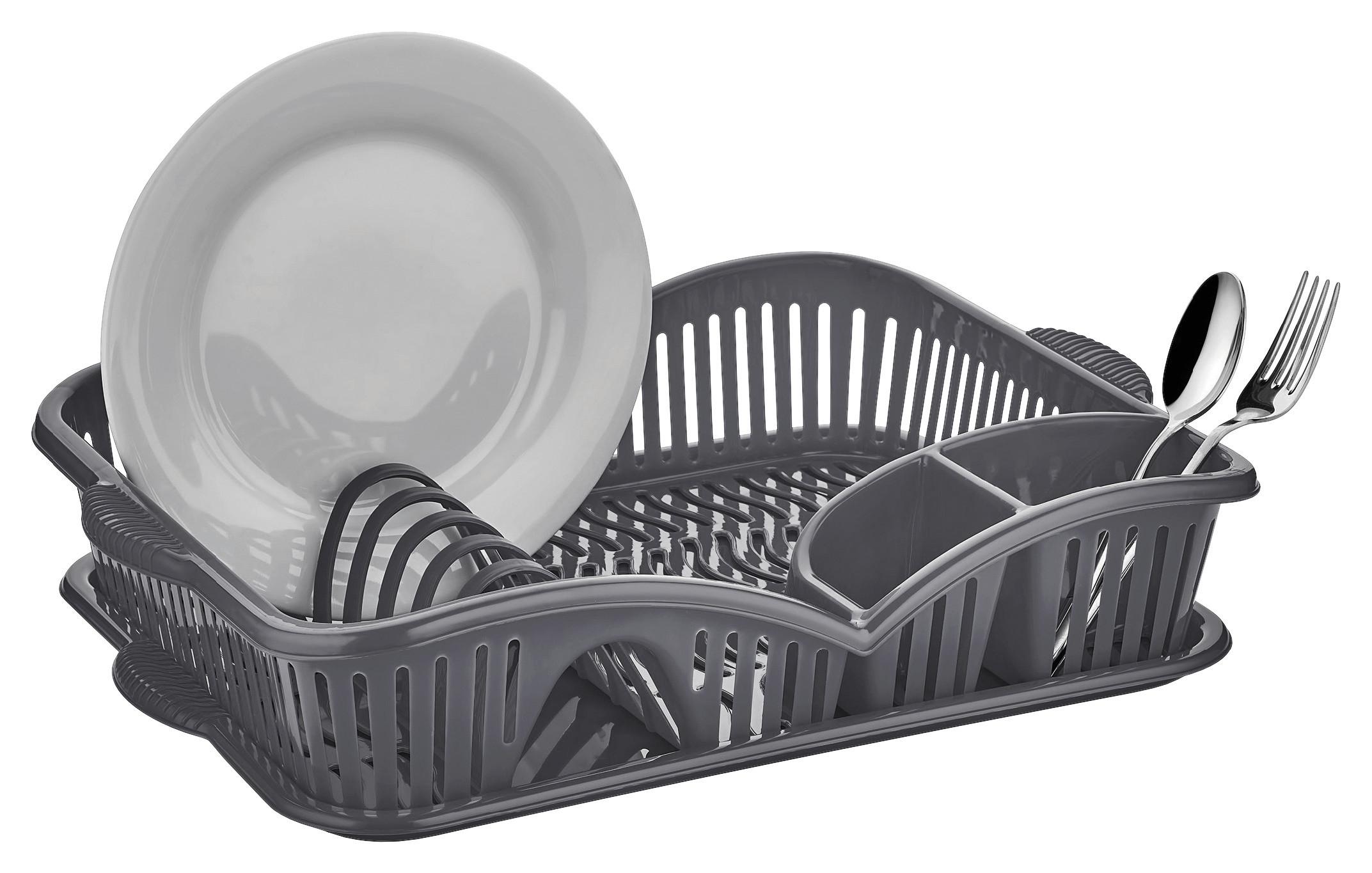 Edényszárító Kosár Olivia - antracit, Modern, műanyag (45,5/30,5/7,5cm) - Mömax