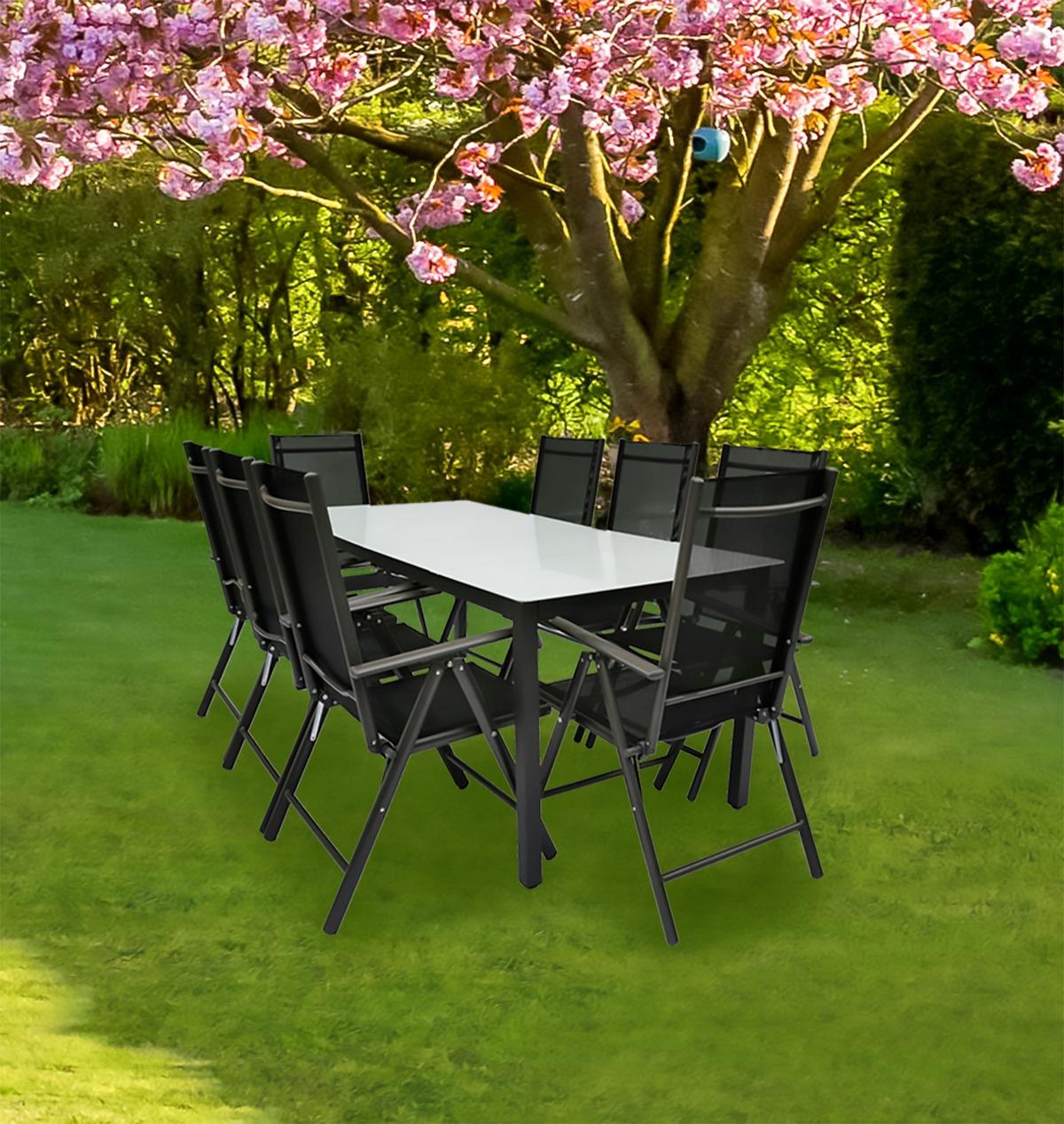 Vrtna Garnitura Gardenson, Antracit, 9-Delno - antracit, Basics, kovina/steklo - Gardenson