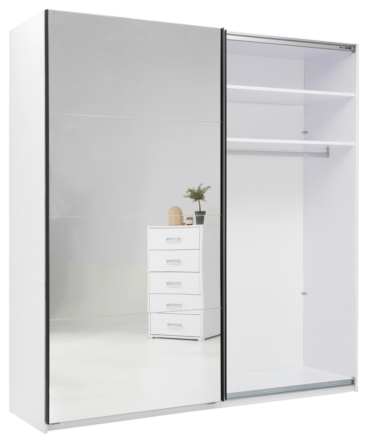 Omara Z Drsnimi Vrati Family, Bela, Visoki Sijaj, Ogledalo - črna/bela, Moderno, kovina/leseni material (200/212/62cm) - Mömax