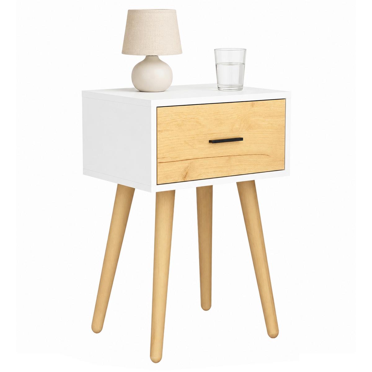 Nachttisch Singol "l" - Honigeiche/Weiss, Modern, Holzwerkstoff/Metall (45/56/30cm) - Livetastic
