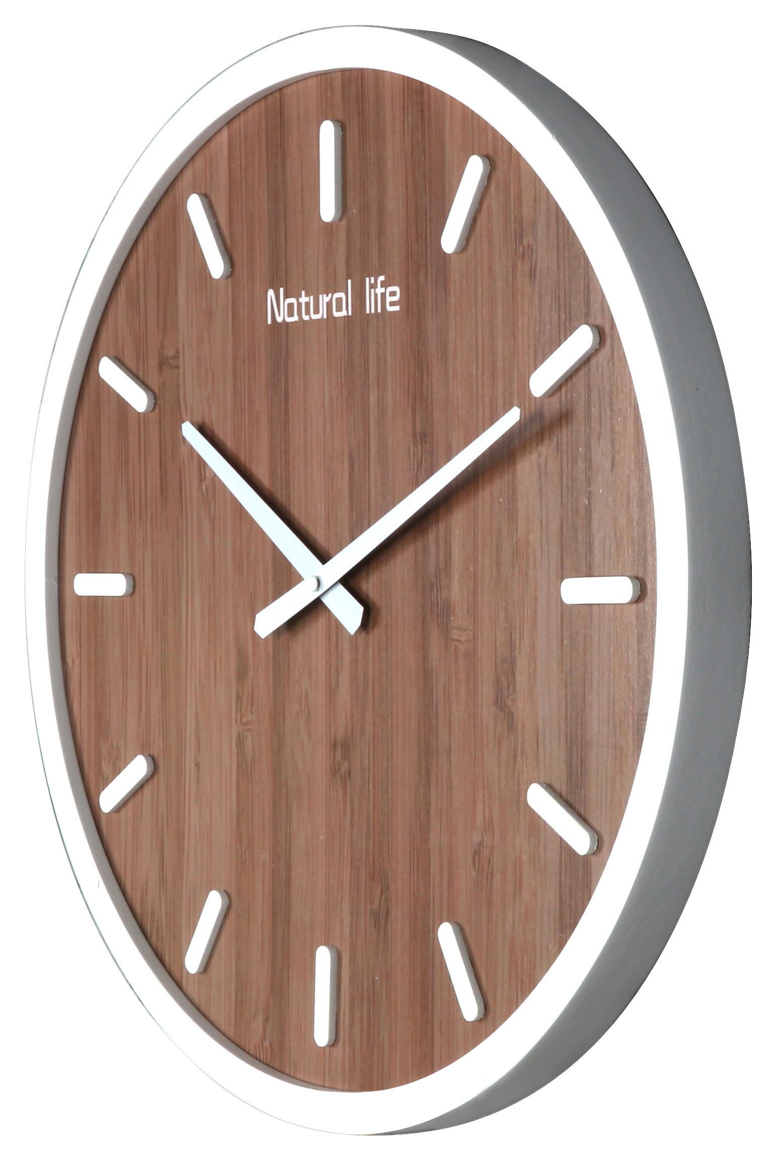 Falióra Natural Life - natúr/fehér, Lifestyle, faalapú anyag (50cm) - Modern Living