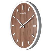 Wanduhr Natural Life in Weiß/Natur - Naturfarben/Weiß, LIFESTYLE, Holzwerkstoff (50cm) - Modern Living