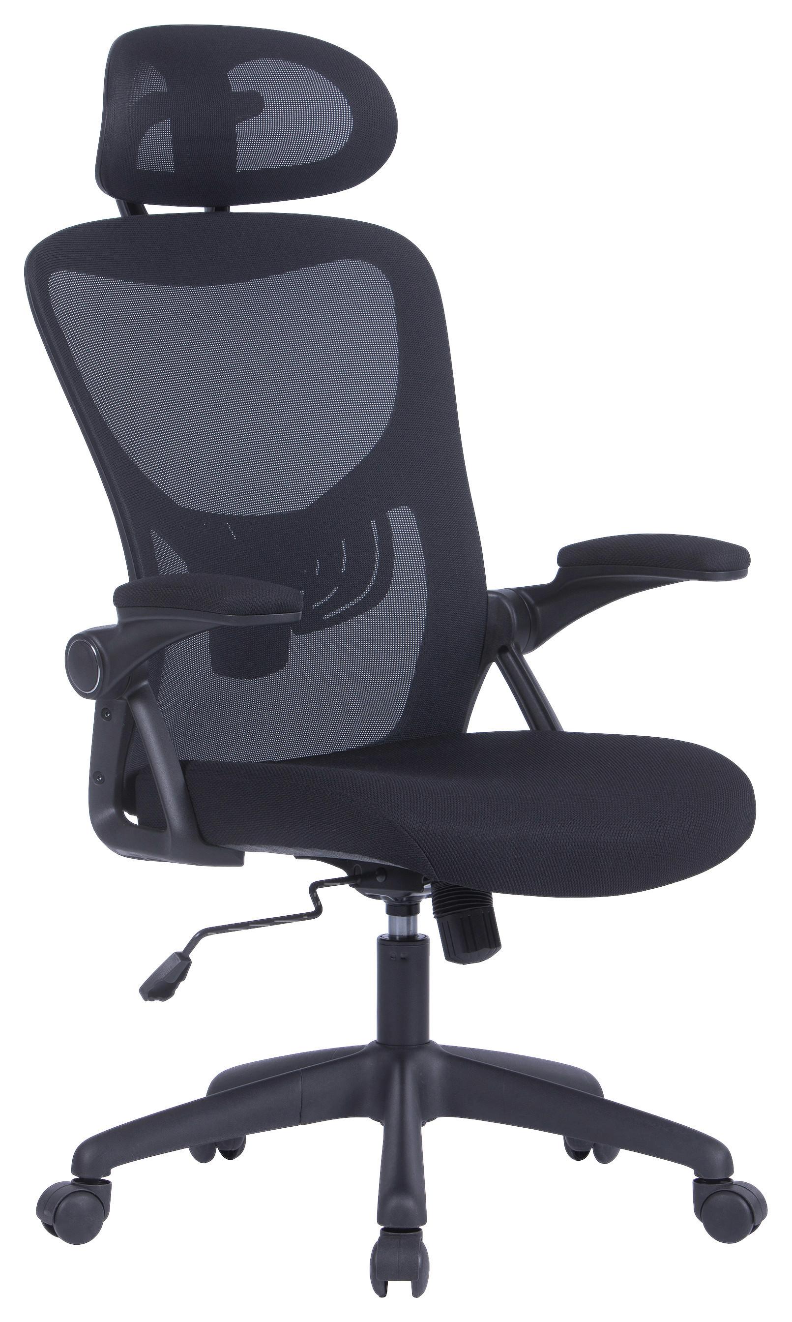 Bürostuhl Flex mit Armstützen Schwarz bis 110 kg - Schwarz, KONVENTIONELL, Kunststoff/Textil (62/111 - 119/66cm) - MID.YOU