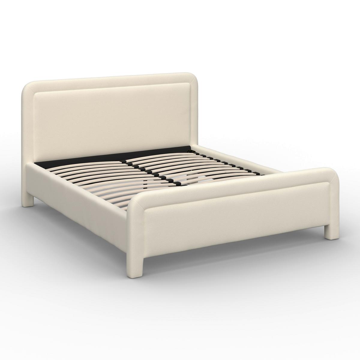 Polsterbett Xirelia Elfenbein ca. 160x200 cm - Elfenbein/Eichefarben, MODERN, Holz/Textil (160/200cm) - Bessagi Home