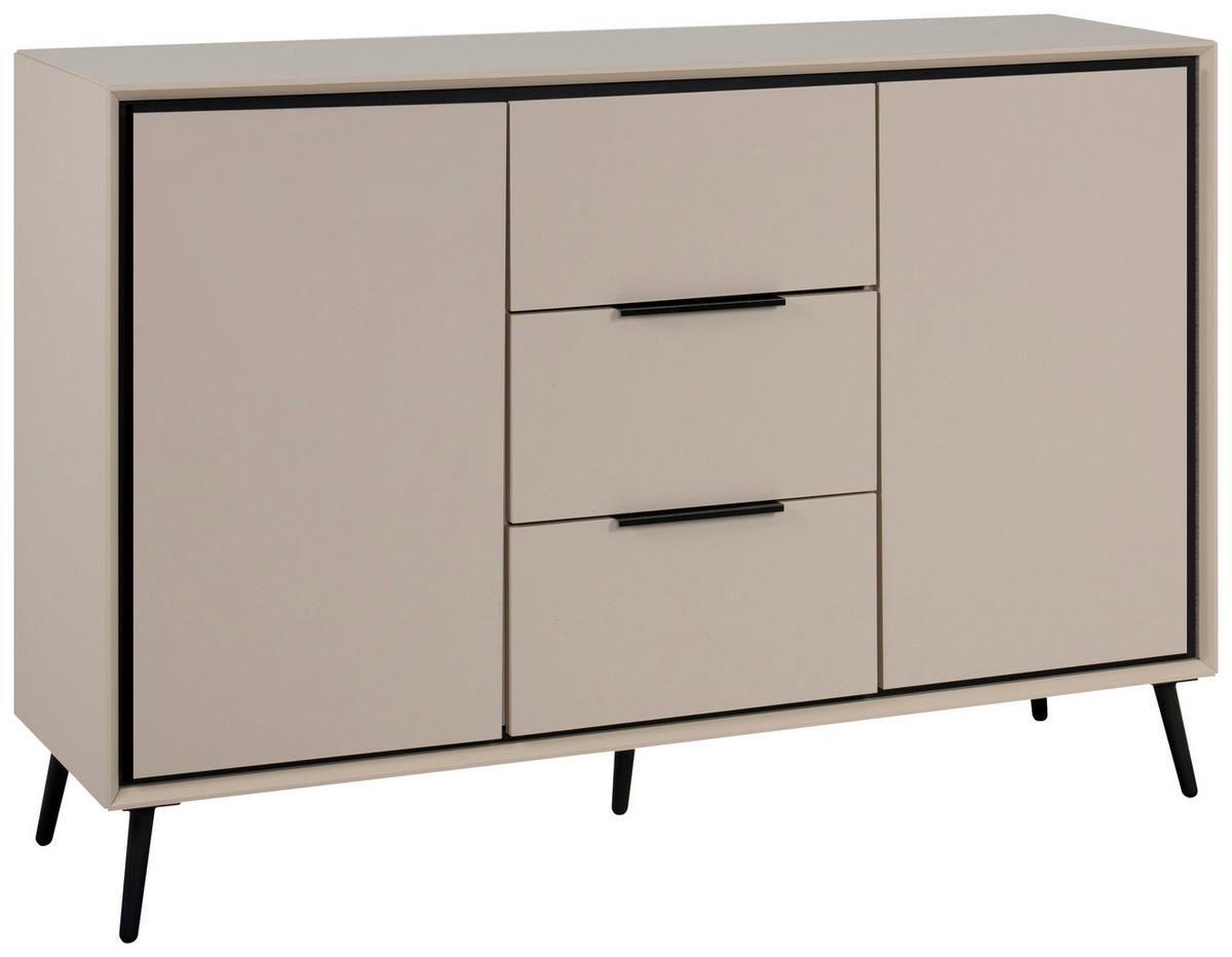 KOMODA ARONA - czarny/kolor piaskowy, Konventionell, materiał drewnopochodny/tworzywo sztuczne (135/90/38cm) - Livetastic