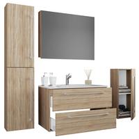 Kopalnica Badinos, Hrast - siva/bela, Moderno, kovina/leseni material (147cm) - MID.YOU