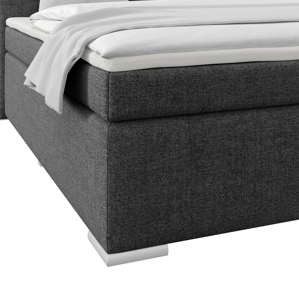 Boxspring Krevet Mira 1 - boje grafita/boje aluminija, Basics, tekstil/plastika (160/200cm)