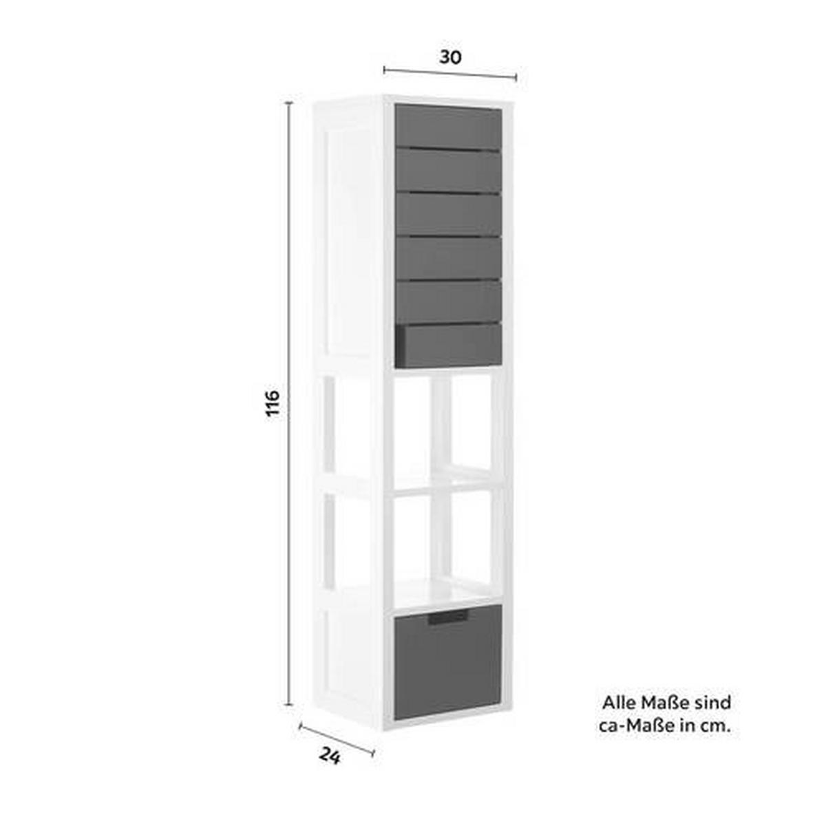 Viseča Omara Tia, Siva, Bela - siva/bela, Moderno (30/116/24cm) - Bessagi Home
