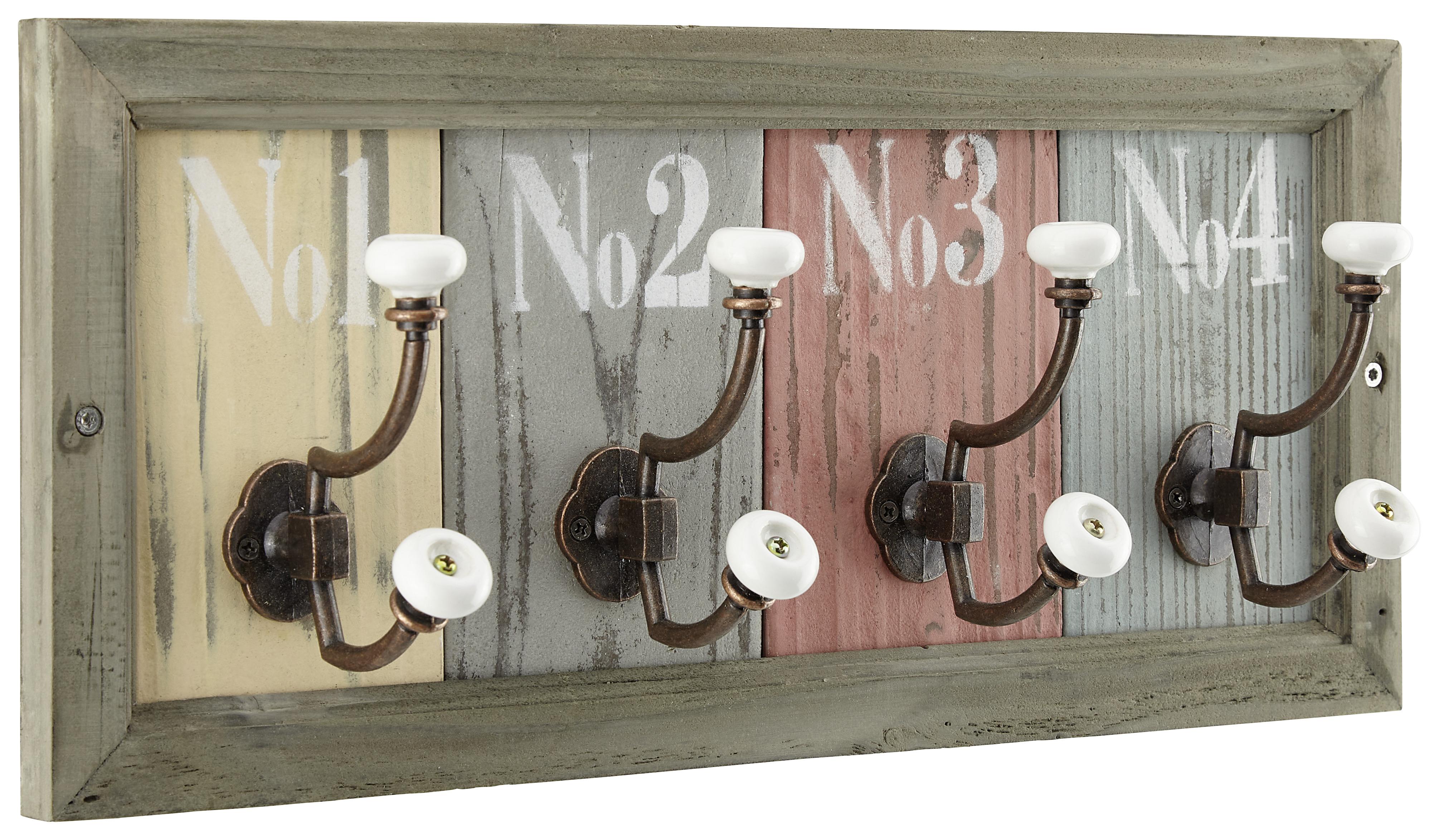 Zidna Vješalica Jessica 4 - smeđa, Romantično / ladanjski, drvo (48/21/10cm) - Modern Living