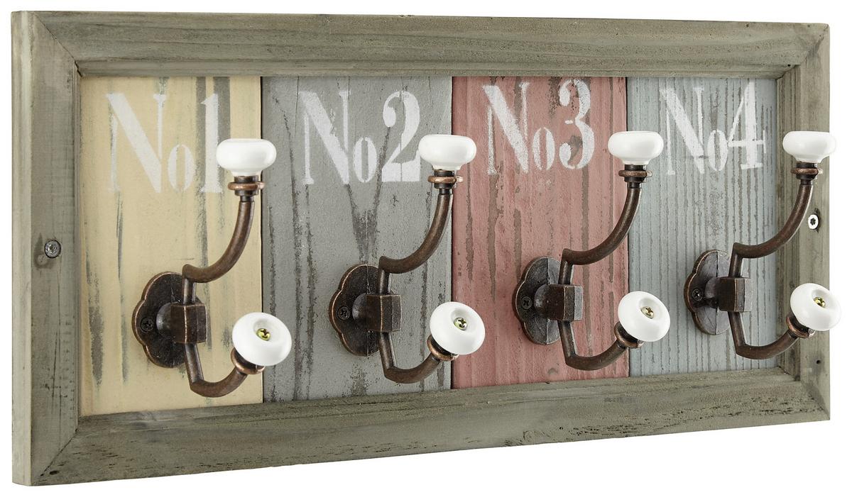 Zidna Vješalica Jessica 4 - smeđa, Romantično / ladanjski, drvo (48/21/10cm) - Modern Living