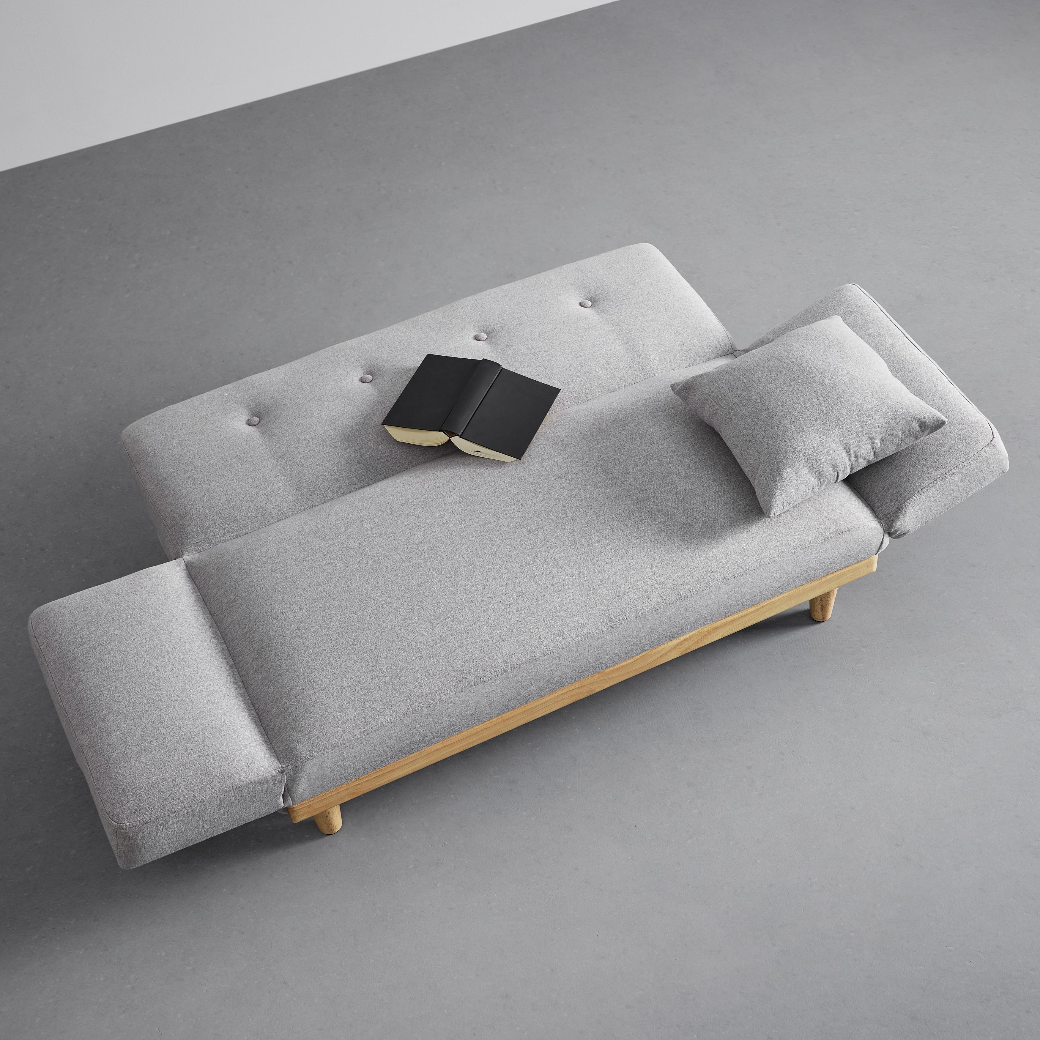 SOFA Z FUNKCJĄ SPANIA JOLA - kolor naturalny/jasnoszary, Modern, tkanina/drewno (131/64/73cm) - Bessagi Home