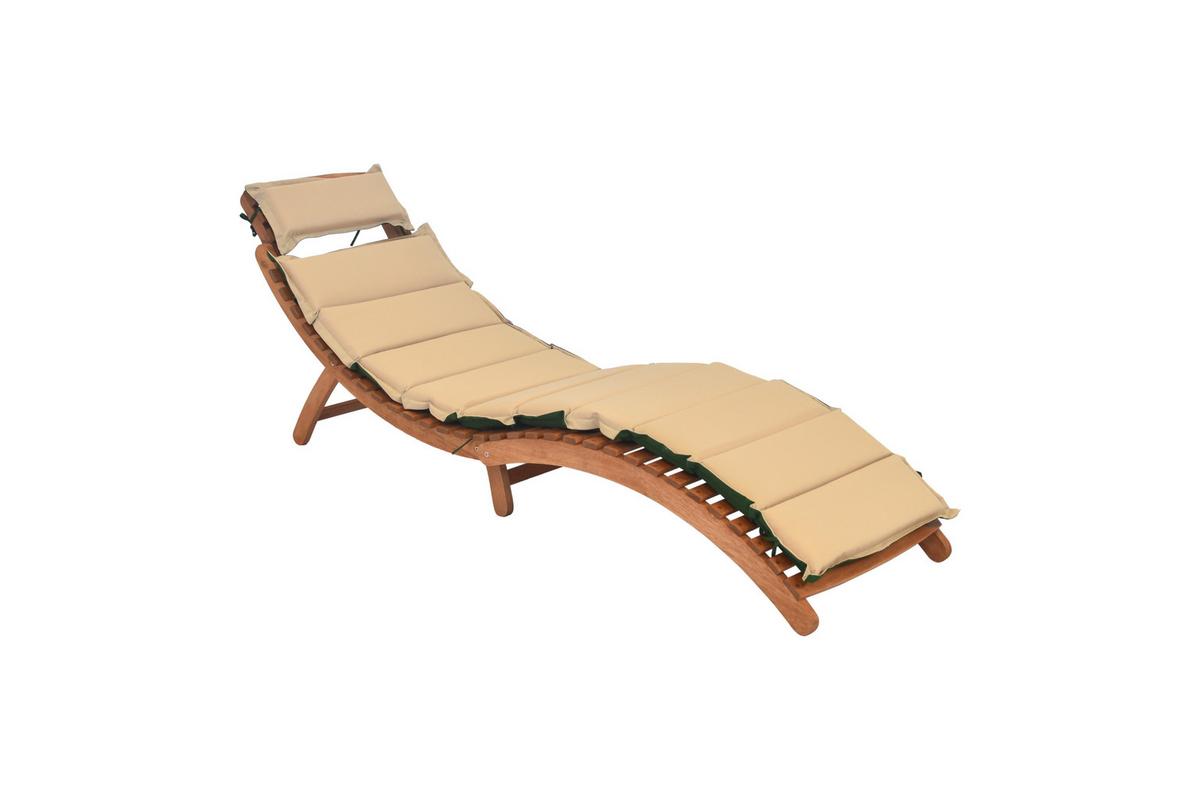 Gartenliege Ipanema inkl. Auflage aus Eukalyptus - Eukalyptusholzfarben/Beige, KONVENTIONELL, Holz/Textil - Gardenson