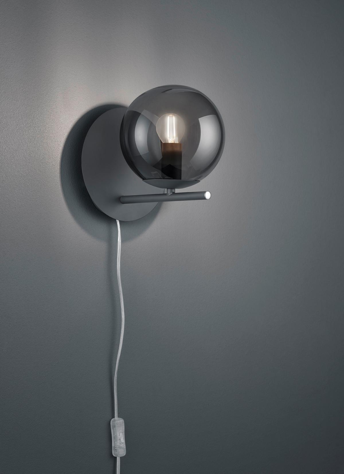 Wandleuchte Pure Anthrazit/Rauchfarben max.28 W - Anthrazit, Basics, Glas/Metall (20,6/18/21,3cm) - Trio Leuchten