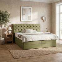 Boxspringbett Grün Ca. 160x200cm - Grün, Konventionell, Holz/Holzwerkstoff (160/200cm) - Premium Living