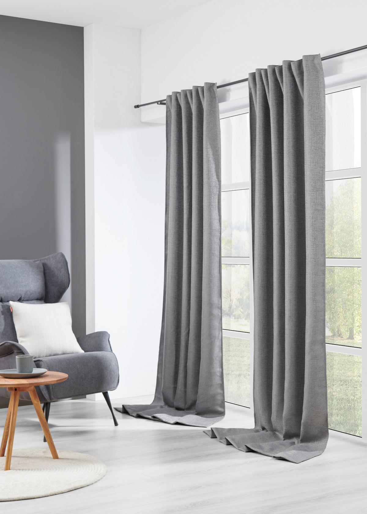 Draperie opacă Kai - gri, Modern, textil (135/255cm) - Premium Living