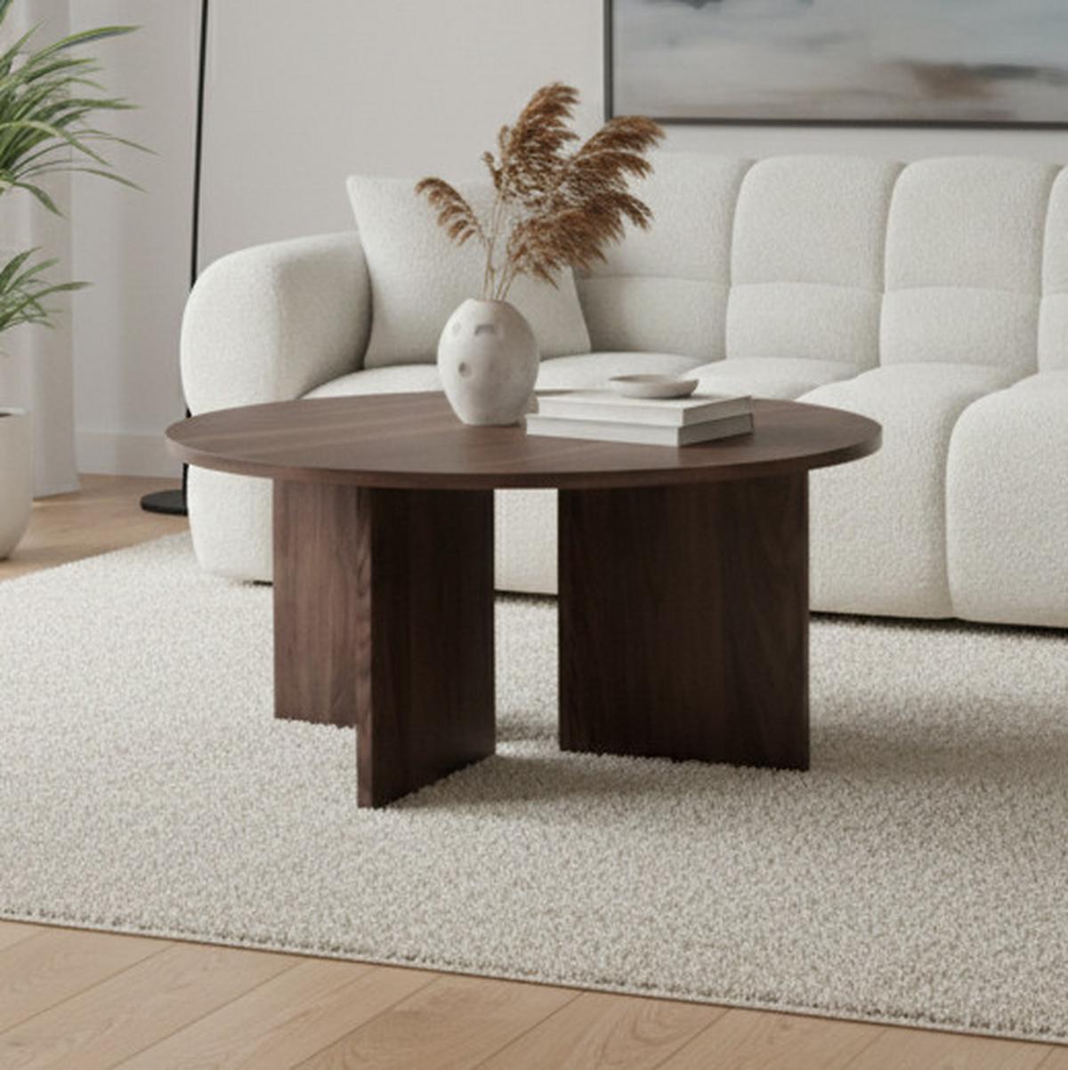 Couchtisch Celina Walnussfarben MDF rund - Walnussfarben, MODERN, Holz/Holzwerkstoff (80/39cm) - Bessagi Home