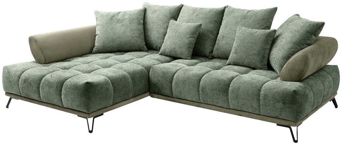 Ugaona Garnitura Largo N - zelena/crna, Moderno, tekstil/metal (184/262cm) - Modern Living