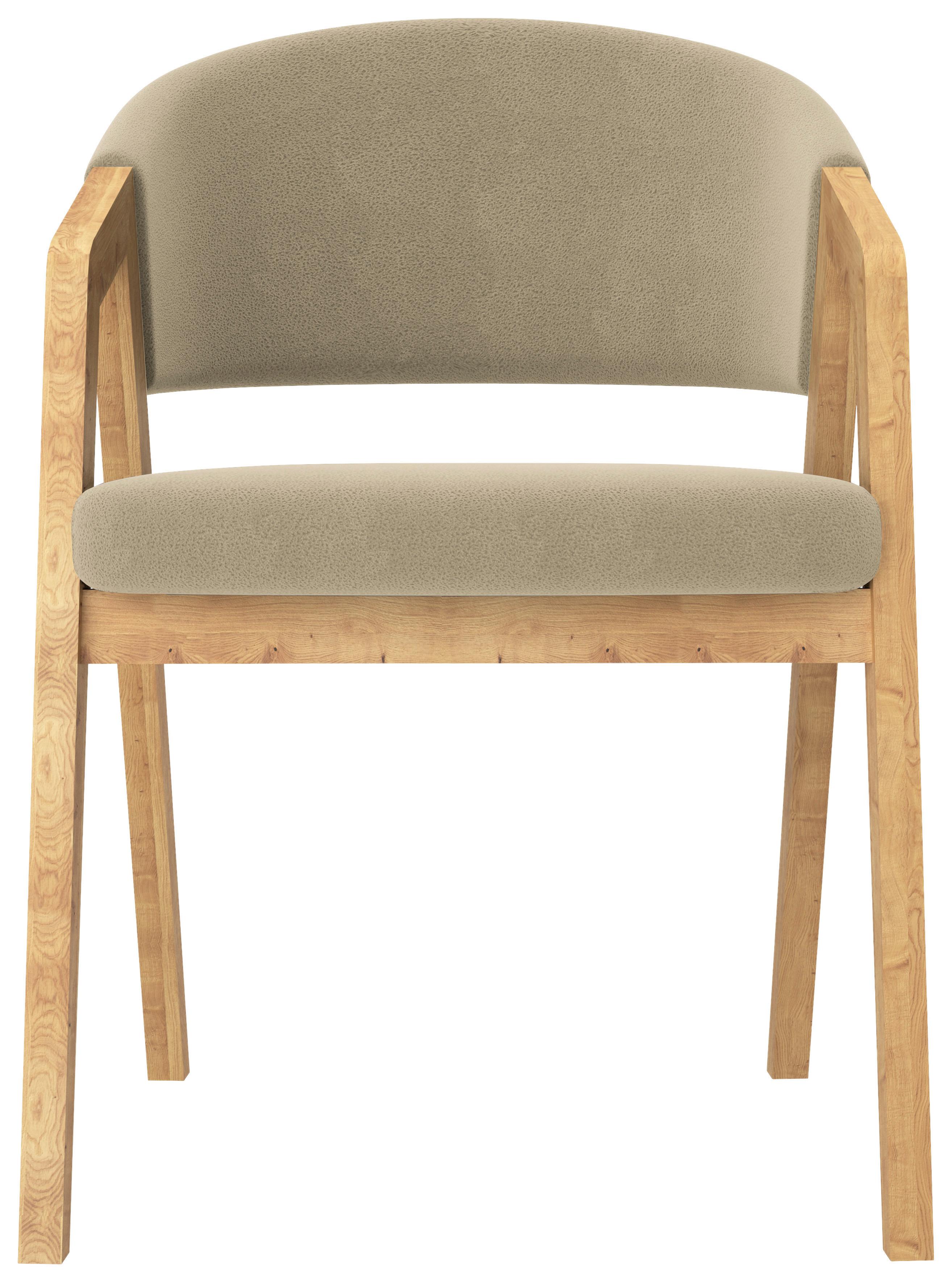 KRZESŁO Z PODŁOKIETNIKAMI MOLINO - taupe, Konventionell, tkanina/drewno (59/96/60cm) - Carryhome