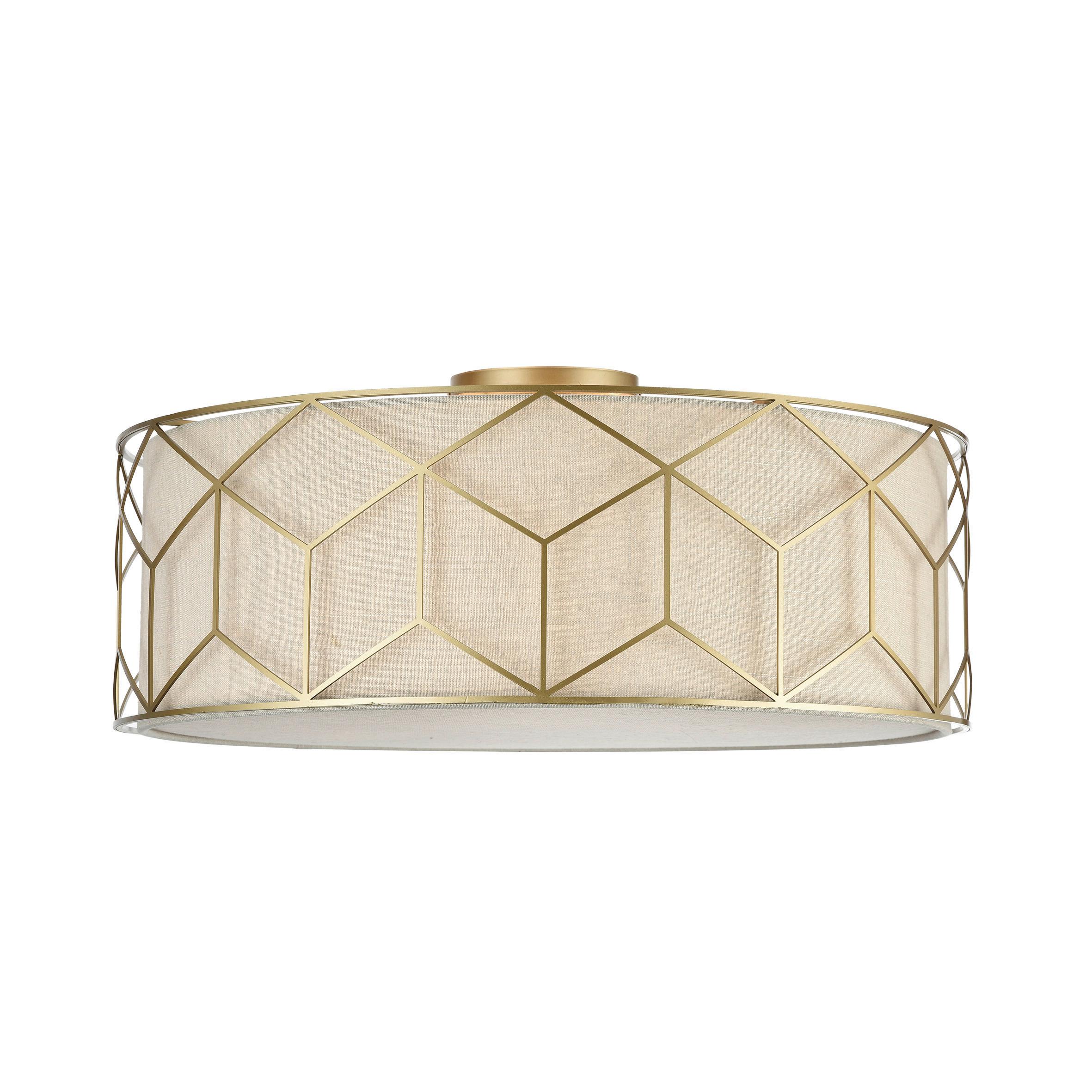 DECKENLEUCHTE MESSINA - Beige/Goldfarben, Trend, Kunststoff/Textil (57/19/57cm) - MAYTONI