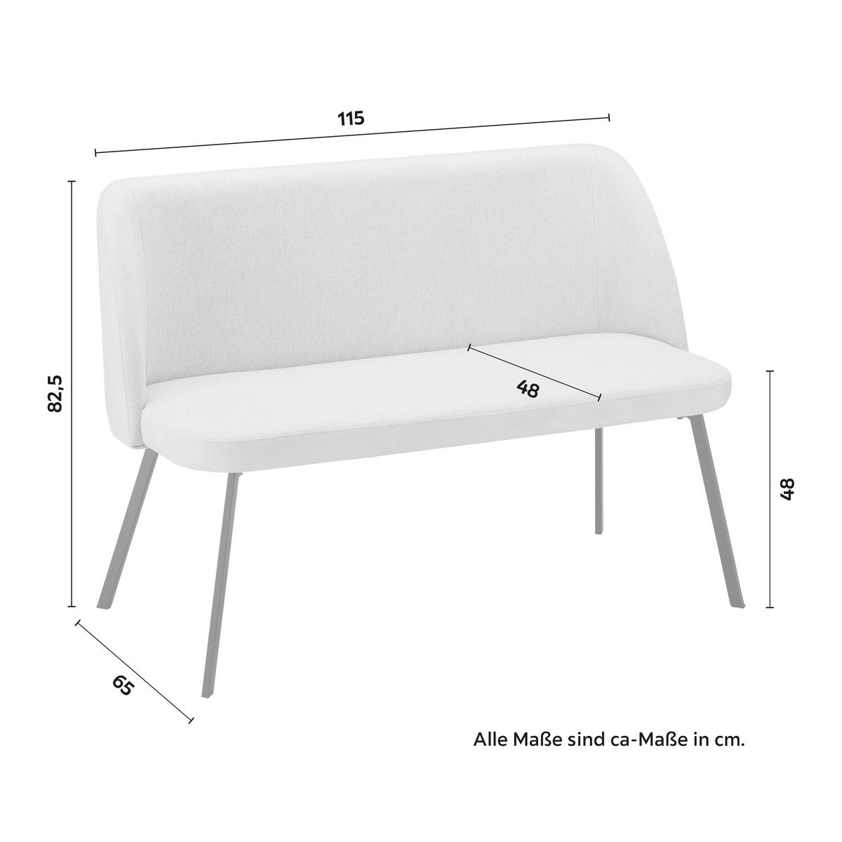 Sitzbank Danielle Creme Mikrofaser Gepolstert - Creme/Schwarz, MODERN, Holz/Textil (115/82,5/65cm) - Bessagi Home