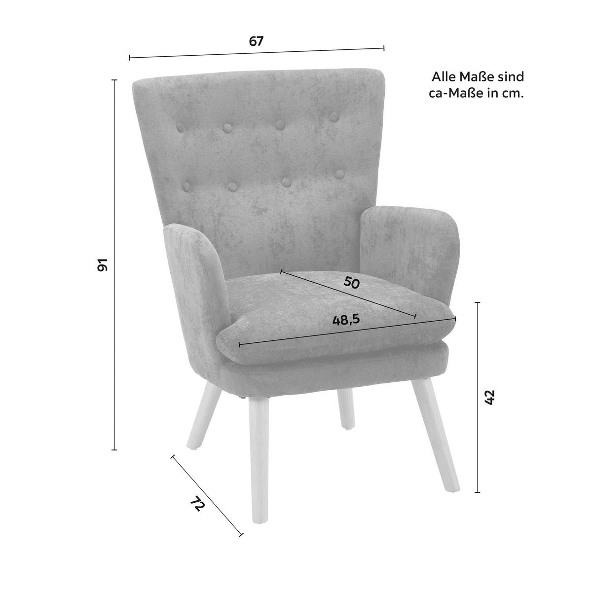 Sessel Stanka Grau Webstoff - Sandfarben/Naturfarben, MODERN, Holz/Textil (67/91/72cm) - Bessagi Home