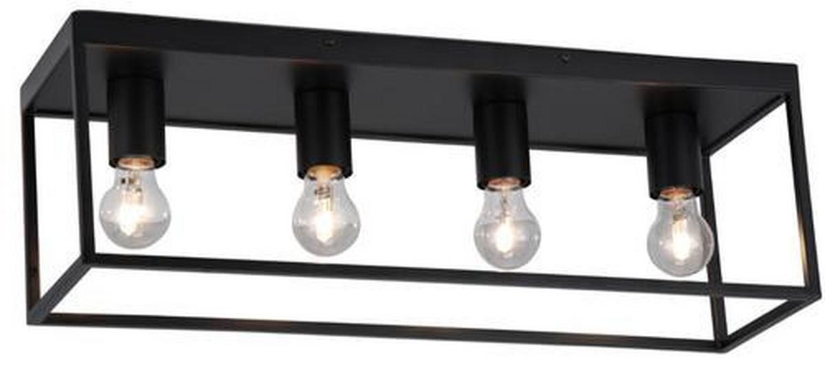 Deckenleuchte Qaudri max. 40 Watt - Schwarz, Konventionell, Metall (61/18/20cm) - Modern Living