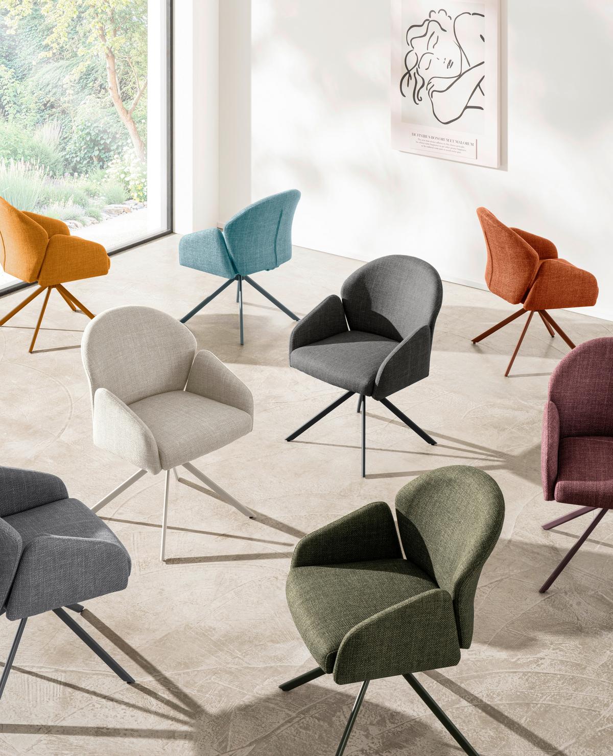 ARMLEHNSTUHL-SET HOLLY S 2ER-SET - Grau, MODERN, Textil/Metall (56,5/84/61cm) - MID.YOU