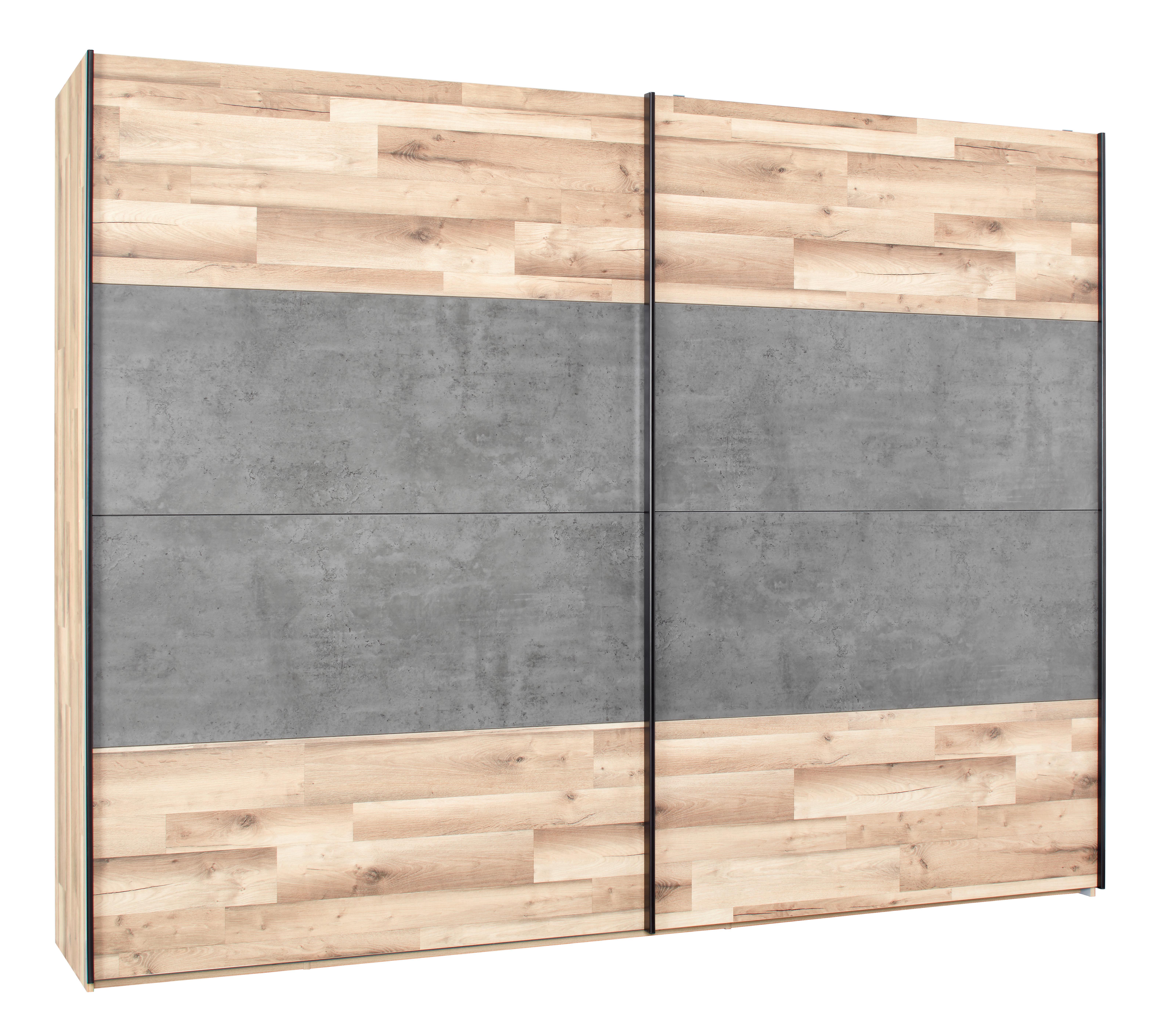Schwebetürenschrank in Eichefarben - Eichefarben/Dunkelgrau, KONVENTIONELL, Holzwerkstoff/Kunststoff (220,1/210,5/61,2cm) - Modern Living
