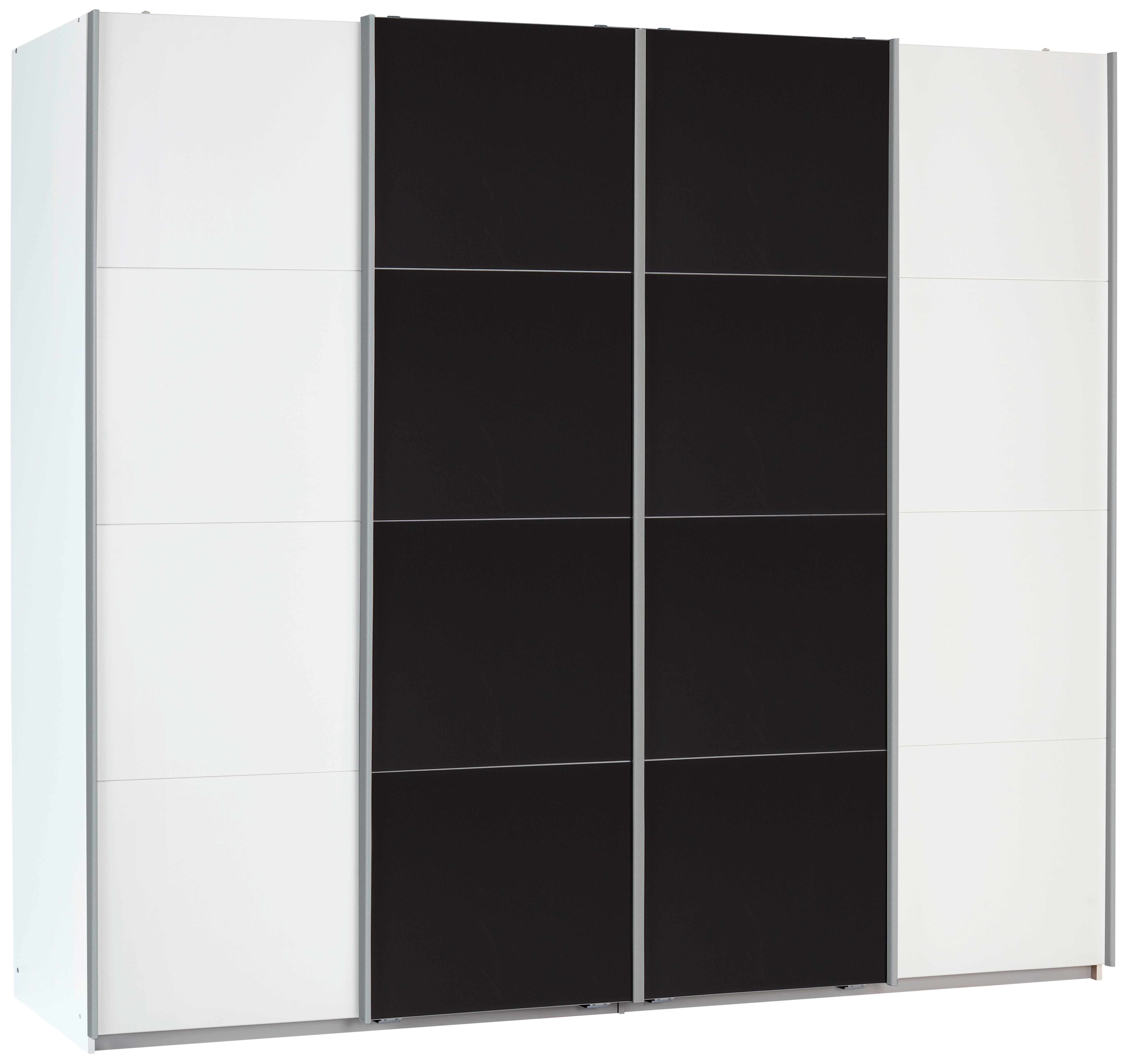 Dulap cu uși glisante BENSHEIM 361/230 - alb/gri închis, Modern, sticlă/material pe bază de lemn (361/230/62cm) - James Wood