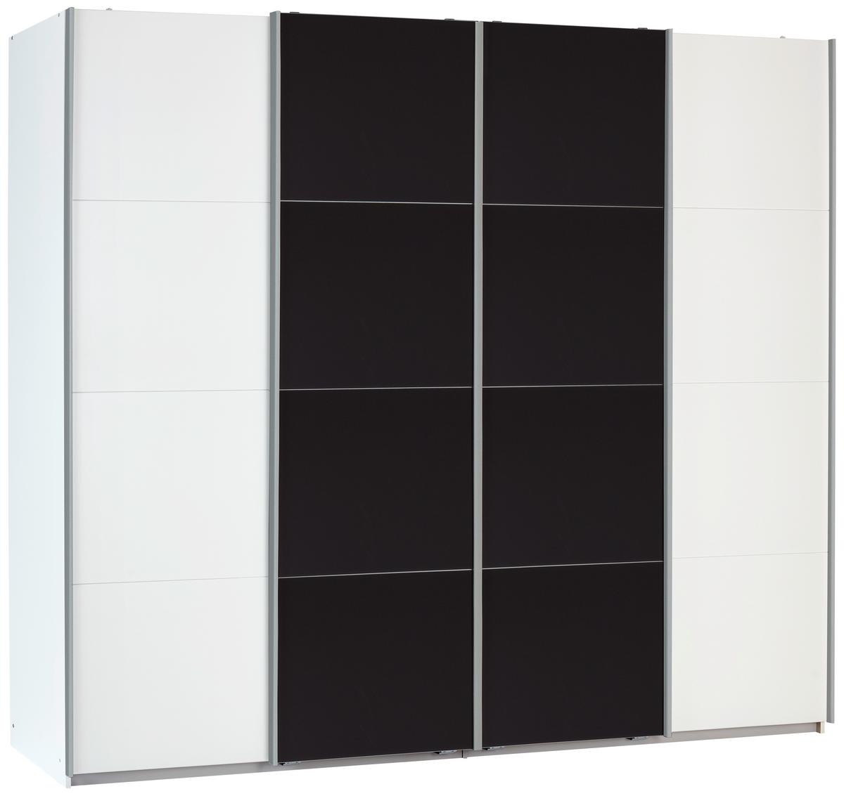 Dulap cu uși glisante BENSHEIM 361/230 - alb/gri închis, Modern, sticlă/material pe bază de lemn (361/230/62cm) - James Wood